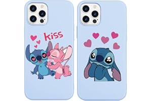 OMYZO [2 Confezioni] Cover per iPhone 15 Plus 6,7",Anime Character Cartoon Case con Kawaii Stitch Modello,Antiurto Anti-scivolo Morbida TPU Silicone Protezione Custodia Compatibile con iPhone 15 Plus
