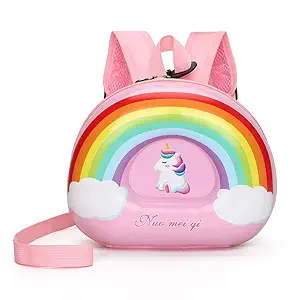 Le Delite Kindergarten School Bag 3D Hard Shell Suitcase Animal Print Cute Cute Stylish Backpack Unicorn,Childrens Gifts Girls Kids Toddlers,Baby /Ideal for Daycare, Preschool Nursery (Unicorn)