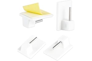 LIHAO Set of 20 Net Curtain Hook Self Adhesive Hooks Plastic Sticky Hooks for Net Curtain Rods - 2.8 x 1.9 x 1.1 cm - White