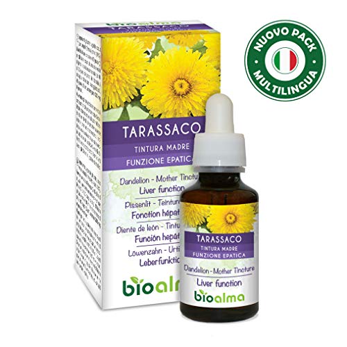 TARASSACO (TARAXACUM OFFICINALE) TINTURA MADRE ANALCOLICA ESTRATTO BIOALMA 60ml. Integratore per la depurazione quotidiana dell'organismo e depurazione fegato. Detox drenante forte