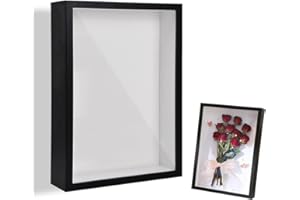 COZTIE 3D Shadow Box, 20.3 x 25.3 CM Shadow Box Frame Deep Picture Frame, 3D Picture Frame, Wooden Deep Frame Display Box for Crafts Memorabilia Flower Tickets Medal 3 CM (Black)