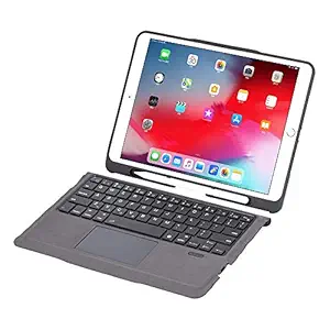 iPad Smart Touchpad Keyboard Case, Slim Leather Folio Smart Cover with Pencil Holder & Detachable Keyboard (Black) (for iPad 10.2/10.5)