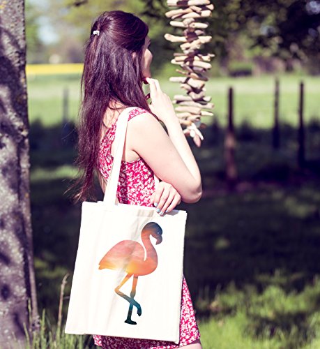 Mr. & Mrs. Panda Tragetasche Flamingo – 100% handmade in Norddeutschland – Flamingo, Pink, Federn, Flusskrebse Tragetasche, Tasche, Beutel, Jutetasche, Bag, Jutebeutel, Einkaufstasche, Motiv, Spruch, bedruckt, Druck Flamingo, Pink, Federn, Flusskrebse - 7