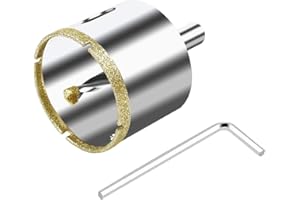 ASNOMY Diamentowa otwornica 50 mm z wiertłem centrującym, diamentowe wiertło do szkła z powłoką diamentową, diamentowa koronka wiertnicza wiertło do płytek / płytek / ceramiki/marmuru/granitu