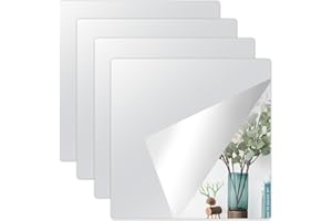 Honcet 4 Pcs Mirror Stickers 20x20cm, Self Adhesive Stick on Mirror Tiles for Wall, Tile Stickers Acrylic for Home Bathroom, Door (2mm Thick)