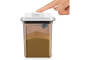 VIENTIANE 2.3L Luftdichte Milchpulver-Spender, Tragbarer Milchpulver-Kasten,Milchpulver Behälter mit Löffel, Einhandbedienung, Anti-UV, Abnehmbar, zur Aufbewahrung von Baby Milchpulver(Braun)