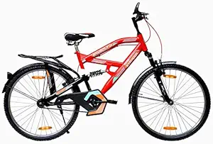 Tata Cyclo India Stryder IC Sky bolt DS V Brake Single Model Uninstalled Road Bike Tyre Steel MTB Speed Bicycle for Unisex Age Range-12 + Years Old, Person Height 5 to 6 Feet , 26 Inches, Red Black.