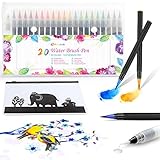 🖌[ 20 PINCEL DE COLORES VIBRANTES & 1 PINCEL DE AGUA ]: Estos watercolor brush pen para colorear viene con 20 pinceles coloradas y 1 pincel de agua. Cada color se pueden mezclarse entre sí para crear dibujos especiales e increíbles. Y el pincel de agua para dar suaves efectos como sombras, resaltado. ! Haga su obra lo única ¡