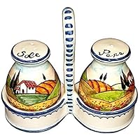 CERAMICHE D'ARTE PARRINI - Italienne artistique poterie, sel et poivre décoration paysage pavots, peint à la main, fabriqué en Italie Toscana