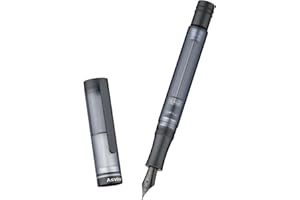 Asvine V200 Titanium Fountain Pen, Vacuum Fill, Matte Black, Medium Nib, Transparent Demonstrator, Acrylic, with Pen Case and Wrench