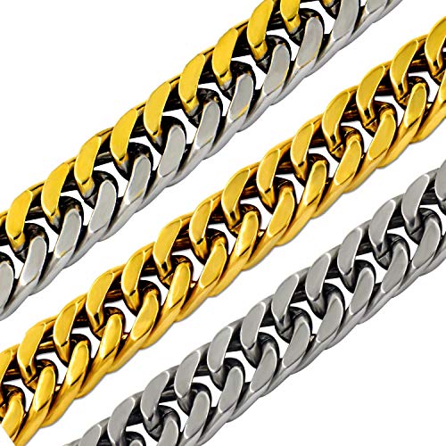 LUXUSTEEL Gold Men Style Anti-allergico Moda in Acciaio Inossidabile Design Semplice Catena a Maglia con 24 Pollici