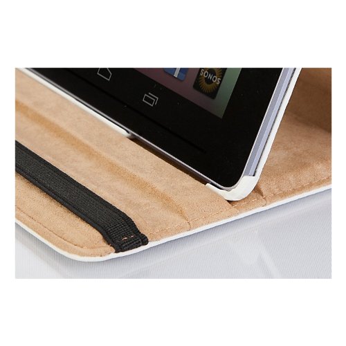 JAMMYLIZARD | 360 Grad rotierende Ledertasche Hülle für Nexus 7 2012 (1. Generation), WEIß - 3