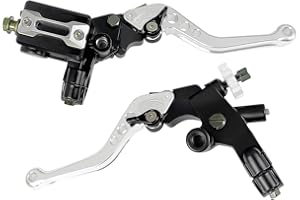 Mabutingti Upgrade 7/8 pulgadas 22 mm Universal Bomba Cilindro Maestro de Freno Palanca de embrague Izquierda Derecha Juego Compatible con Polaris Yama-ha Suzuki Honda Kawa-saki Motocicleta (plata)