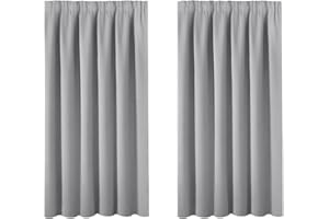 BellaHills Grey Room Darkening Window Shade and Blind Light Reducing & Privacy Protection Blackout Short Curtain/Drape/Drapery for Kid's Bedroom 66 x 54 Inch, 2 Panels, Dove Grey
