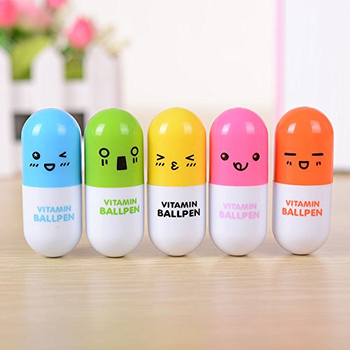 JUNGEN Kugelschreiber niedlich Ausdruck Pille Perle Stift Schüler Schreibwaren teleskopischen Stift Kunststoff Stift 6 Stück - 3