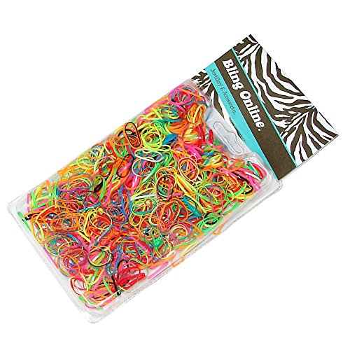 Bling Online Bulk Pack of MIXED COLOUR Rubber Hair Braid Braiding Bands, Cornrow Elastics.