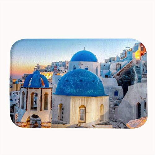 Rioengnakg Beautiful Santorini Island Area Rug Door Mat Entrance Rug Floor Mats for Front Outside Doors Entry Carpet 50 x 80cm