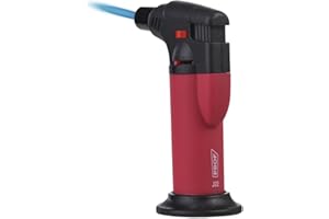 PROF - PROF, Chalumeau à Gaz, Design, Flamme Réglable, Parfait pour Cuisiner : Crème brulée, Grillades, Barbecue, Réchaud de Camping, Glaçages, Rouge, 11,8 cm