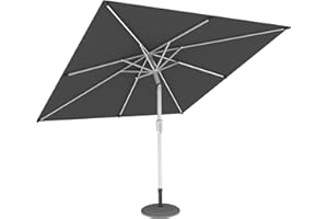 paramondo interpara Sonnenschirm quadratisch 3 x 3m grau + Gestell anthrazit, Hochwertiger Gartenschirm Marktschirm knickbar, Stabiler Terrasse Balkon Sonnenschirm eckig mit Kurbel