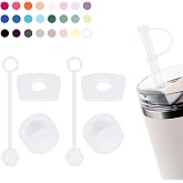 DUNLAGUE Silikon D&ouml;k&uuml;lme Durdurucu Seti Stanley Cup 2.0 30oz ve 40 oz Hasır Kapaklı (2'li Set, Şeffaf)