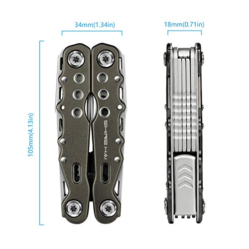SHINE HAI Multi-Tool, 14-in-1 Edelstahl Multi-Zange mit Messer, Kabelschneider , Spitzzange , Säge, Feile, Schraubendreher und so weiter , mit Nylonhülle - 4