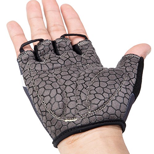 Asvert Fahrradhandschuhe mit Dämpfende 8mm Schaumstoffpolster Breath halbe Finger-Fahrrad-Reitfahrrad-Handschuhe ( schwarz ) - 6