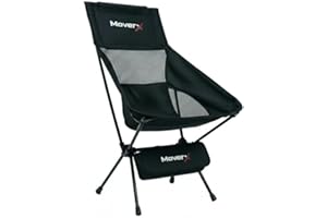 MoverX Lightweight Camping Chair, Folding Camping Chair, Portable Camp Chairs, Folding Chairs for Outdoor, Fishing, Festivals, Picnic, Beach, 120kg Capacity, Black