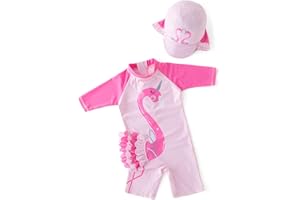 Tyidalin Traje de Baño Bañador Niña una Pieza Protección UV Solar para Deportes Acuáticos Natación Surf y Gorra