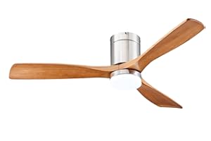 KEVO Ventilateurs Plafond avec Lampe et Télécommande, Ventilateur Plafond avec Lumiere Bois, Ventilateur avec Lampe LED Dimmable Silencieux Avec 6 vitesse, [Classe énergétique F]