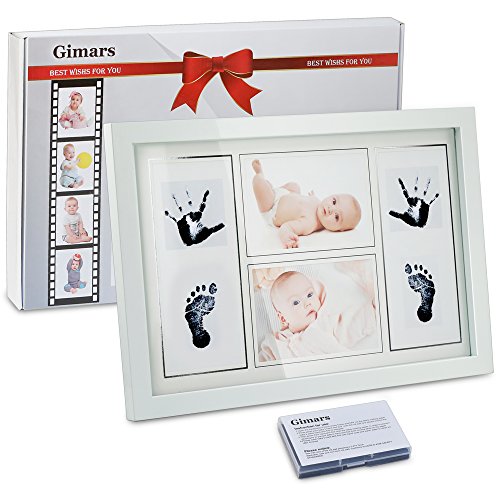 [Große Version 42x28x1,8cm] GIMARS Baby Handabdruck und Fußabdruck Rahmen Set, Baby Foto Erinnerung Abdruck Bilderrahmen in Weiß mit schadstofffreier Tinte – Geschenk zur Geburt oder zur Taufe - 7