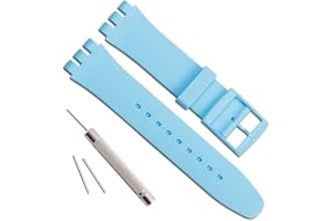 GREENOLIVE Cinturino di ricambio in gomma siliconica impermeabile per orologio Swatch, 17 mm, 19 mm, 20 mm