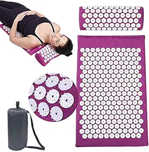 PAVITR SHOP Pain Relief Acupressure Exercise Mat and Pillow Set for Back and Neck Pain Relief, Full Body Yoga Acupuncture Mat Cushion for Sciatica,Trigger Point Therapy and Muscle Relaxation