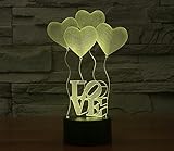 Olayer kreative 3D-LED-Lampe Illusion Nachtlicht 3D-Schriftzug Love und Herzen, Acryl, mit Farbwechsel - 6