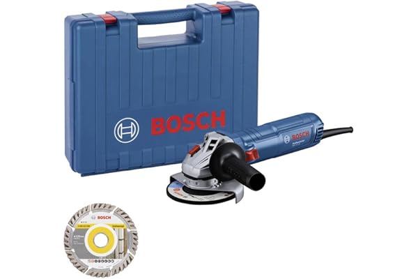 Bosch Professional meuleuse angulaire filaire GWS 12-125 (Ø disque : 125 mm, 1200 W, prot. antiredémarrage, 1 disque tronçonner diamanté, poignée auxiliaire, capot protection, écrou serrage, coffret)