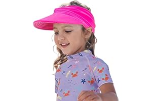 HERUAI Children's UV Protection Visor Cap, Sun Visor Girls & Boys Ponytail Beach Hat, Breathable, Packable, High Sun Protection, Pink, S (1-5 Years) & M (5-9 Years), Unisex, Spring & Summer