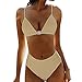 Produktbild LCLrute 2018 New Wire Free Front Buckle Sling Swimsuit Solid High Waist Bikini Set Two Piece Swimsuit Swimwear Beach Suit (L, Khaki)