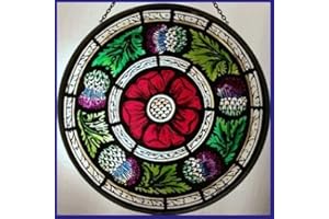 Winged Heart presented by Celtic Glass Designs Décoration Peinte à la Main vitrail Sun Catcher/Cocarde dans Une écossais Rose et Motif de Chardon