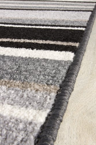 Andiamo 1100306 Teppich Plano, Läufer mit Streifen, 65 x 200 cm, schwarz / weiß - 2