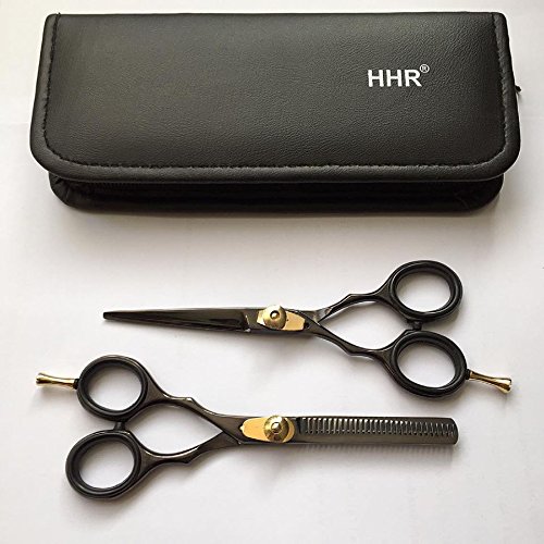 HHR Professional Hairdressing Scissors Shears Hair Cutting Set 5.5" BLACK LEFT HANDED