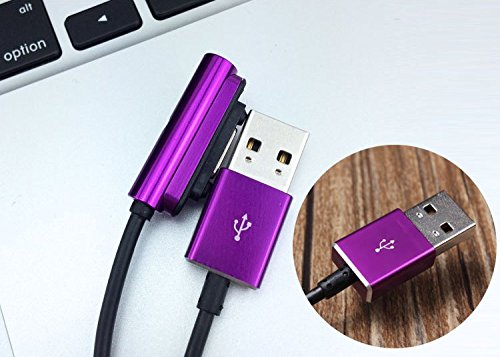 Gilsey Premium LED Magnet USB Ladekabel für Sony Xperia Z3 & Z3 Compact, Sony Xperia Z2 & Z2 Compact, Sony Xperia Z1 & Z1 Compact, Sony Xperia Z Ultra XL39h – Magnet Anschluss Adapter ? Violett - 2