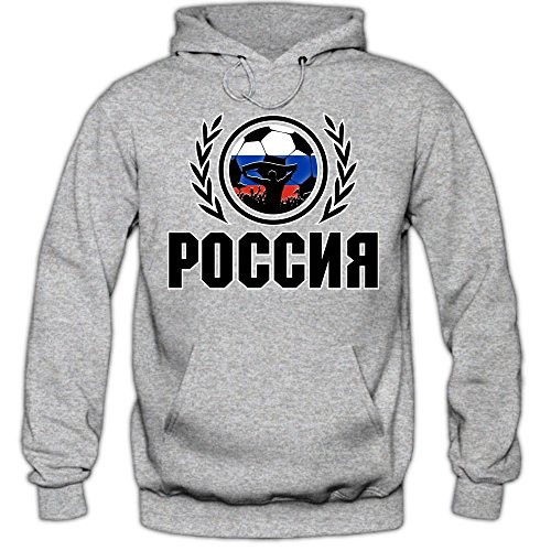 Russland EM 2016 #2 Hoody | Fußball | Herren | Sbornaja | Trikot | Nationalmannschaft, Farbe:Graumeliert (Greymelange F421);Größe:S