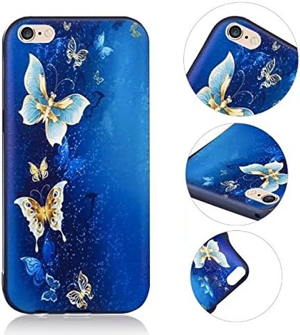 iPhone SE Case, MingKun Slim Shockproof Soft TPU Silicone Case Cover for iPhone SE 5S 5 Pattern Rubber Bumper Protector Cover Case Skin - Gold Butterfly