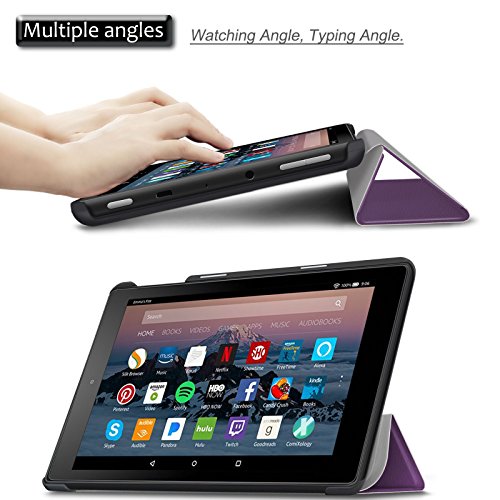 Hülle für Fire HD 8 (7. Generation – 2017) / das neue Fire HD 8 (6. Generation – 2016), Infiland Ultra Smart Slim Lightweight Schutzhülle mit Auto Schlaf / Wach Funktion Cover für Fire HD 8 (8-Zoll-Tablet, 7. Generation – 2017) / Das neue Fire HD 8 Tablet (6. Generation – 2016))(Lila) - 4
