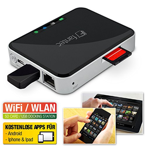 FANTEC MWiD25-DS Mobile WLAN Docking Station (RJ45 und USB 2.0 Host Anschluss, SD Karten Slot, interner Akku, mobiler Akku, Kopierfunktion, Multi-Plattform für Android, iOS, Windows, Mac OS, Linux) schwarz - 3