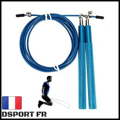 Skipping Rope – Aluminium Handles Skipping Rope for Crossfit, Boxing, Fitness – Color Silver or Blue – Suitable for Adults, Men, Women, Pro Speed, Thai, RX, WOD, Workout, Sport, Gym – Steel Cable and Double Unders (Blue)