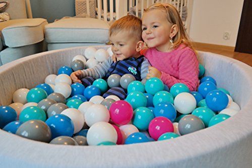 Bällebad Ballpool Kugelbad Bällchenbad Bällchenpool Kinder Pool mit 300 Bällen (Farbe der Bälle: weiß,grau, türkis) - 5