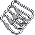 BISONBERG Aluminum 3" Carabiner Clip - 5pc D Shape Ring Hook Keychain (Multi-Colour)