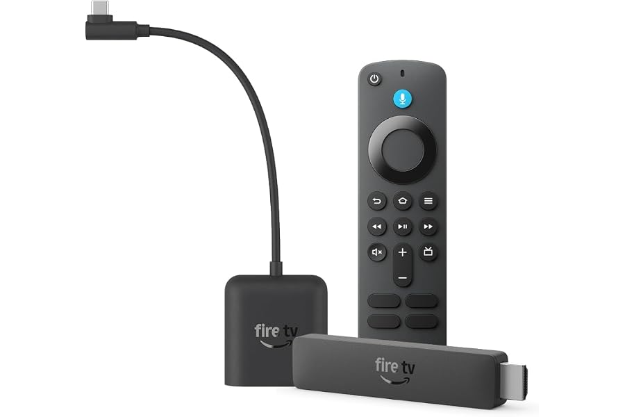 Amazon Fire TV Stick HD (neueste Generation) Bundle mit Rechtwinkligem USB-C Ethernet-Adapter
