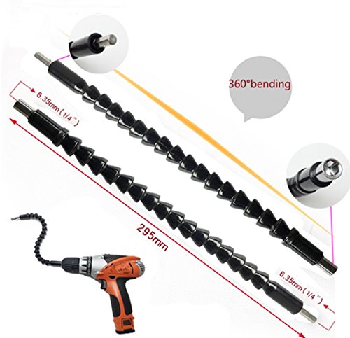 1 Flexible Welle Bits Extention ENLI Schraubendreher Bohrerhalter Flexibler Biegsame Schaft mit 4/1 Batch Kopfhülse 290mm - 4