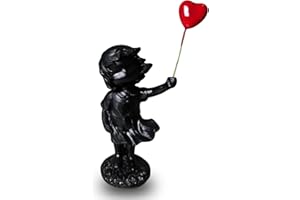 PIGPIGFLY Banksy Figure Sculpture,Decorative Figures,Balloon Girl Statue,Decoration Living Room,Abstract Sculpture,Home Store Decoration,Modern Living Room Ornaments（Black）